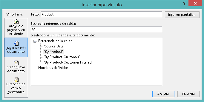 Insertar hipervinculo en Excel