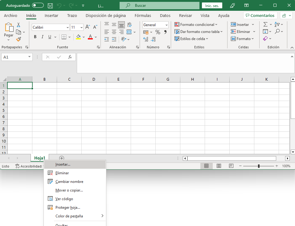 Agregar una nueva hoja de cálculo adicional en Excel