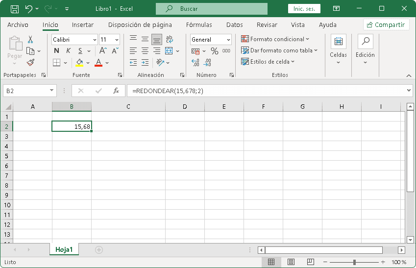Función REDONDEAR en Excel