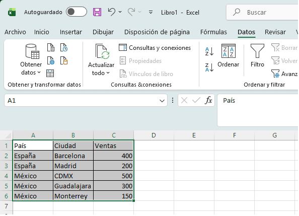 Resultados de como ordenar por varias columnas en Excel Resultados de como ordenar por varias columnas en Excel