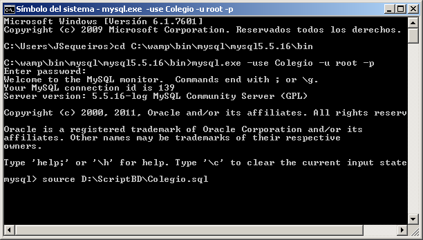 Ejecutar un archivo grande SQL en MySQL con CMD en Windows