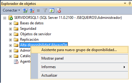 Crear nuevo grupo de disponibilidad AlwaysOn SQL Server