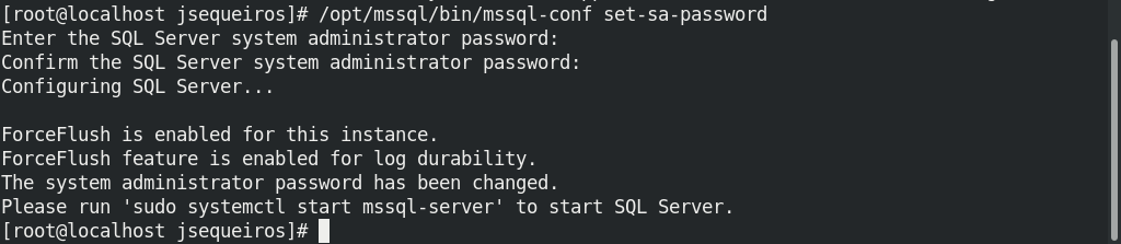 Recuperar contraseña de SQL Server en Linux Red Hat