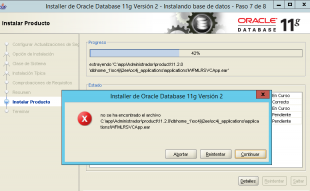 Solucionar error en instalación de Oracle 11g falta el archivo WFMLRSVCApp.ear